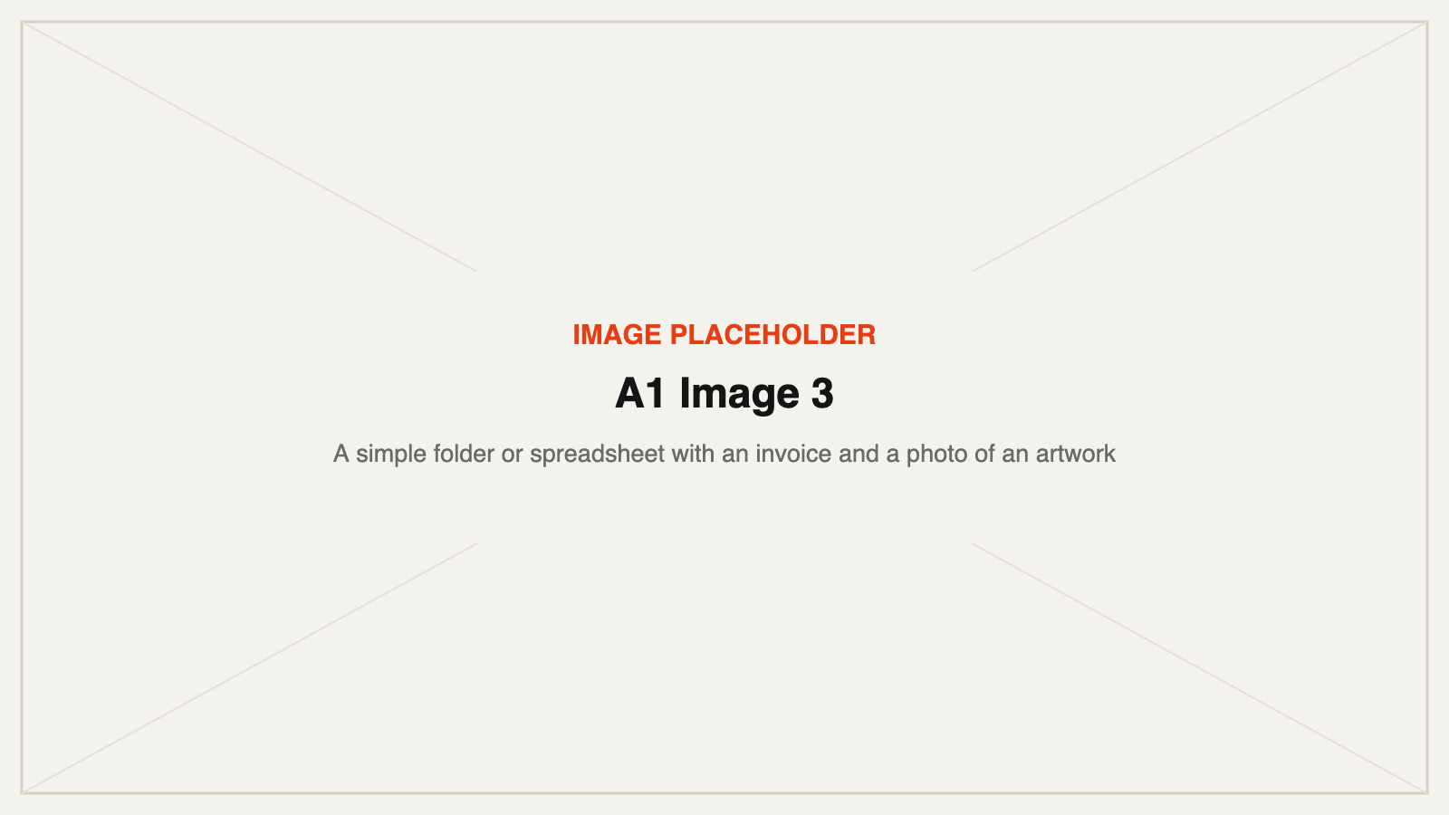 A simple folder or spreadsheet with an invoice and a photo of an artwork